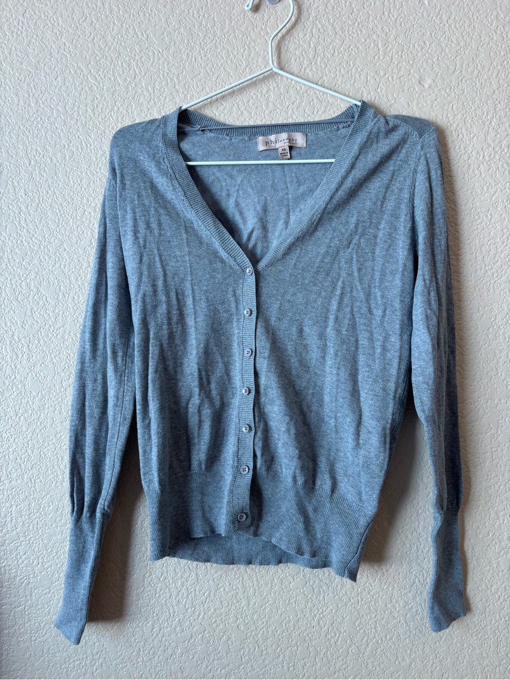 Women's Gray Button-Front V-Neck cardigan